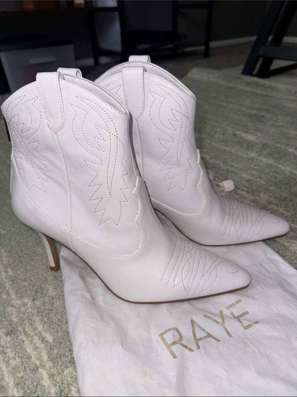 RAYE White Leather Cowboy Boots